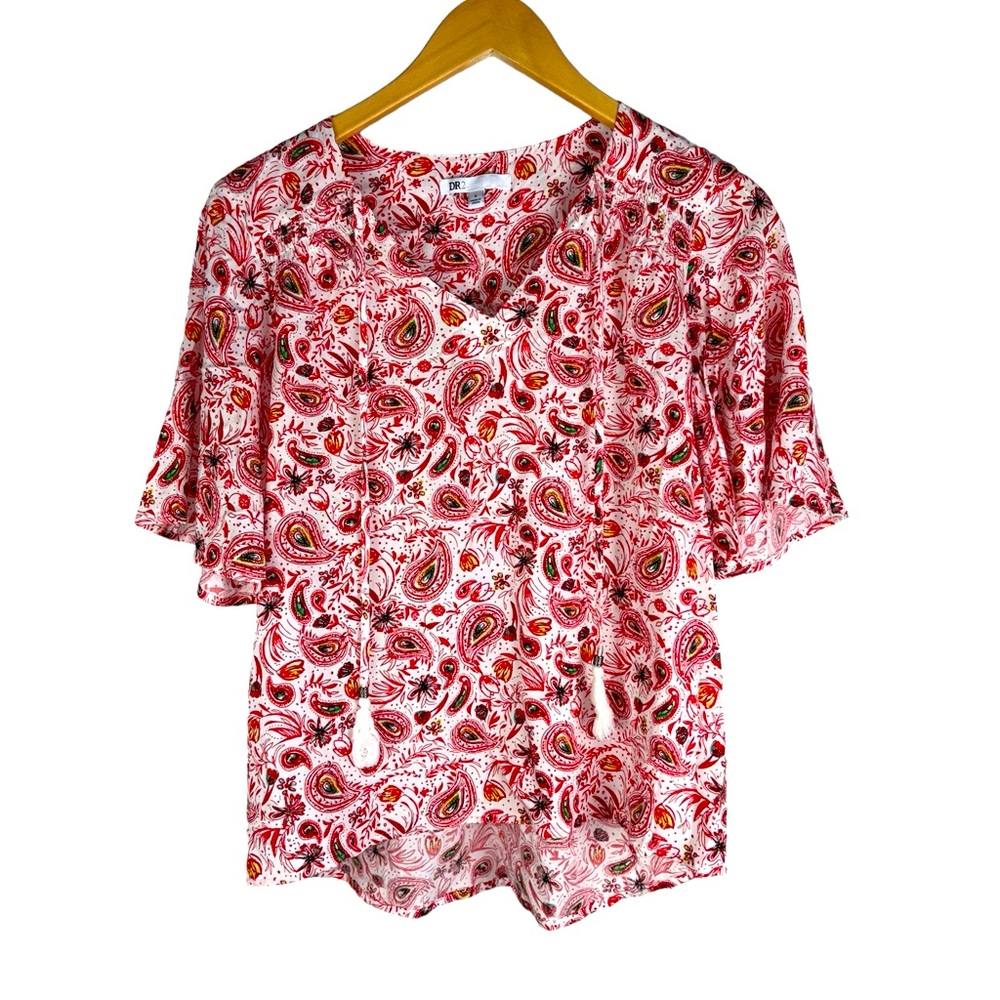 Like New DR2 Floral Top Small Red White